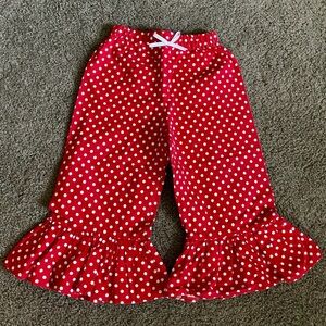 Red Polka Dot Ruffle Pants